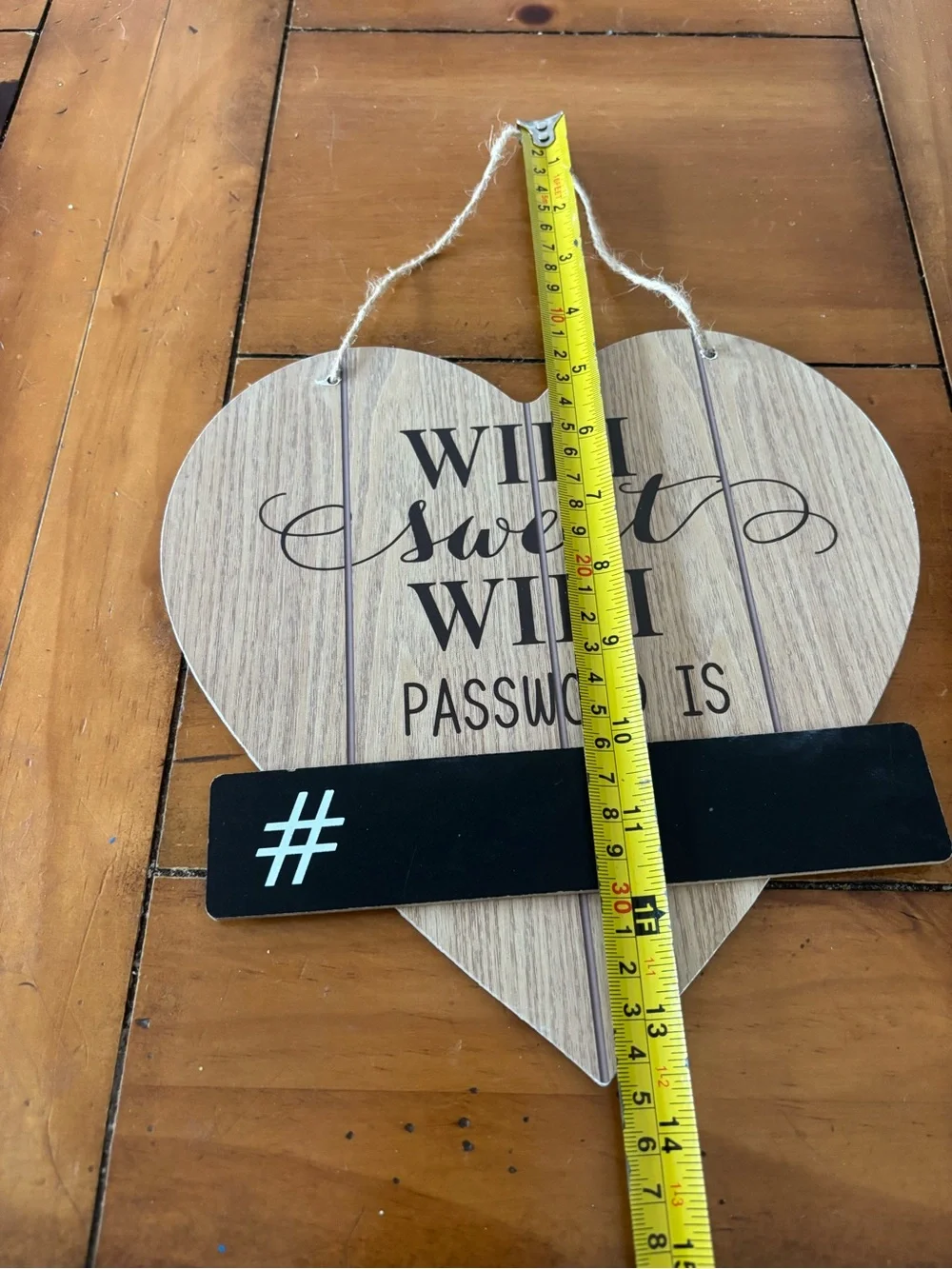 Wooden Heart 'WiFi Sweet WiFi Password is’ Chalk Password Sign - Beige and Black